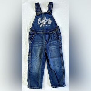 OshKosh B’gosh Denim Overalls Size 3T Boys Dark Wash Adjustable Straps Casual